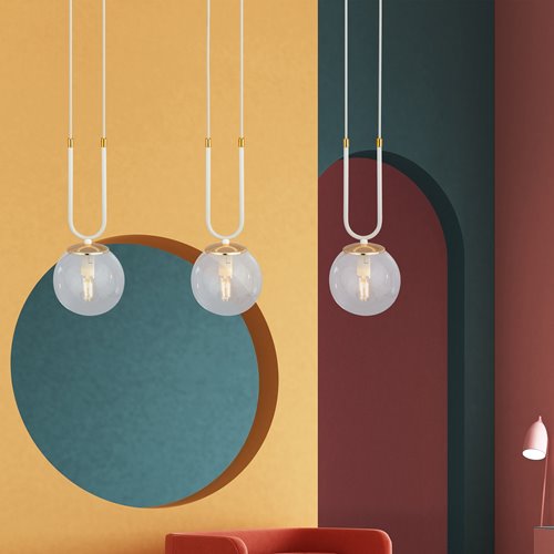Lampa wisząca GLAM 3 WH/TRANSPARENT biała/transparent/złota