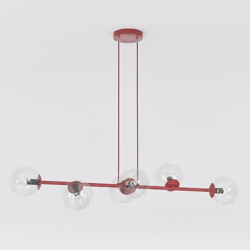 Lampa wisząca MAGNUS 6 BURGUNDY TRANSPARENT nowoczesna klosz