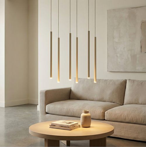 Lampa wisząca SELTER 6 MOKKA beżowa, glamour, sople