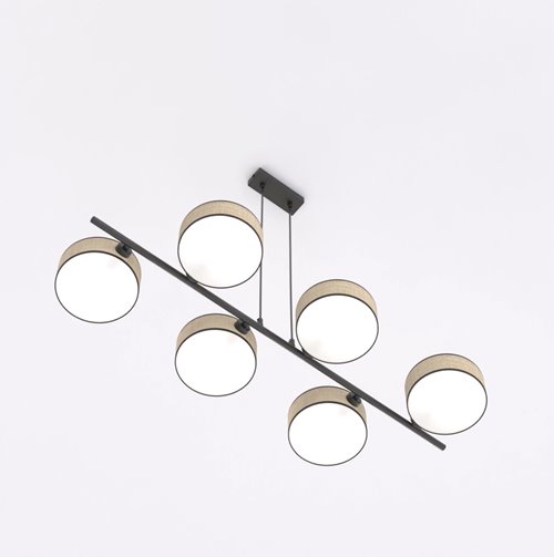 Lampa wisząca DRUMZ 6 RATTAN nowoczesna, brązowa, abażury