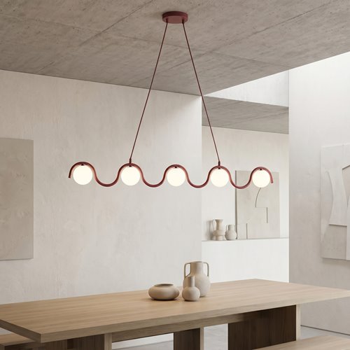 Lampa wisząca SINUS 5 BURGUNDY OPAL nowoczesna, metal