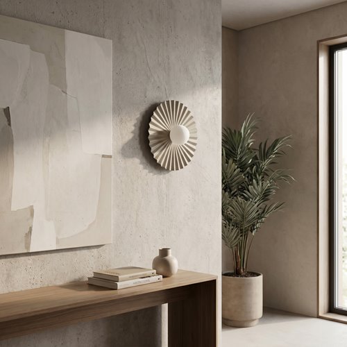 Kinkiet UMBRA L K1 MOKKA OPAL nowoczesny, beżowy,metal, fala