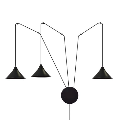 Lampa wisząca ABRAMO 3 BLACK nowoczesna, loft, czarna