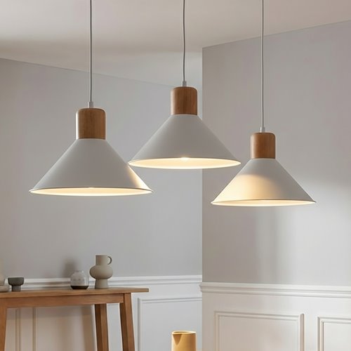Lampa wisząca ROWEN 3 WHITE japandi, regulowana, biała