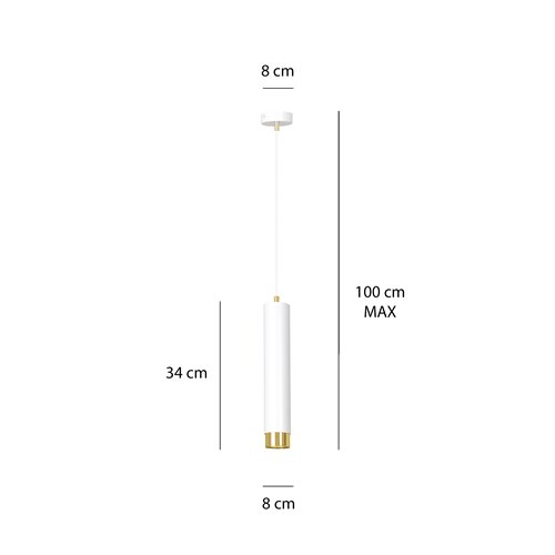 Lampa wisząca KIBO 1 WH/GOLD nowoczesna, tuby, biały, złoty
