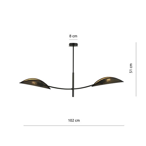 Lampa sufitowa LOTUS 2 BLACK/GOLD abażury czarna/złota
