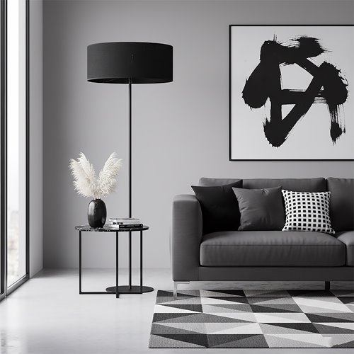 Lampa podłogowa ECO LP1 BLACK klasyczna, czarna, abażur