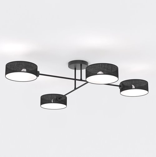 Lampa sufitowa MAGA 4 BLACK plafon, czarna, abażur
