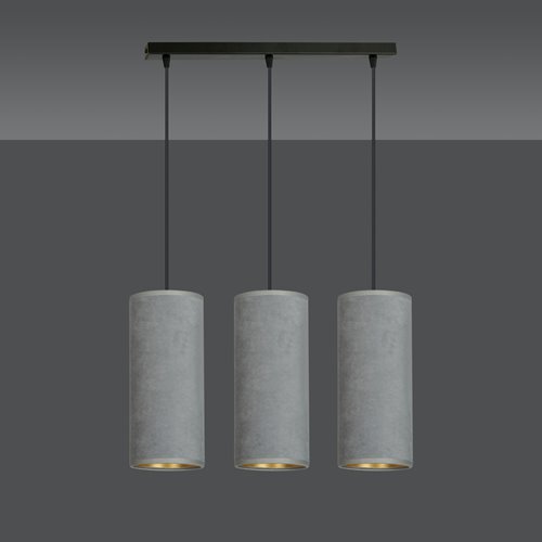 Lampa wisząca BENTE 3 BL GRAY abażur welur szary
