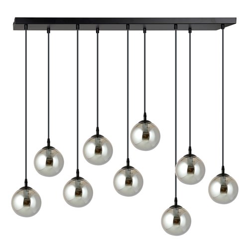 Lampa wisząca COSMO 9 BL GRAFIT loft, klosze grafit, czarna