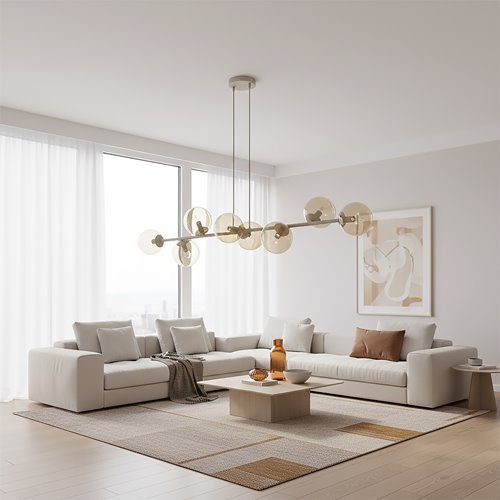 Lampa wisząca MAGNUS 8 MOKKA AMBER nowoczesna, klosz miodowa