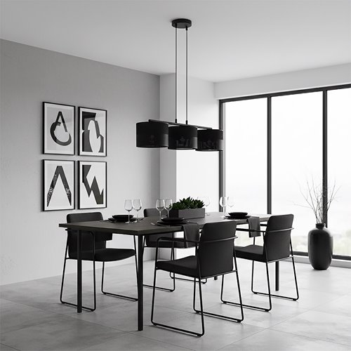 Lampa wisząca KARBON 3 BLACK klasyczna, abażur, czarna