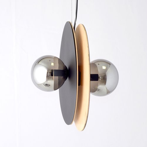 Lampa wisząca SOHO 4 BL GRAFIT designerska, drewno, klosze