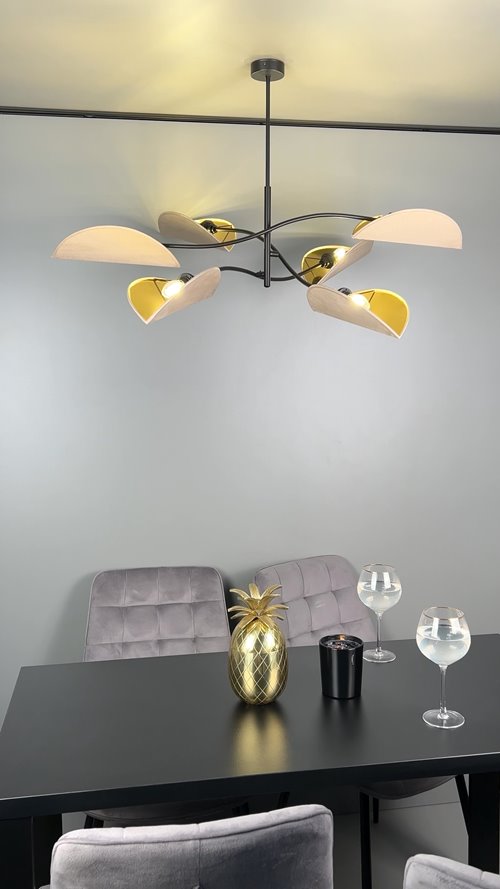 Lampa sufitowa LOTUS 6 BL GRAY abażury, czarna, szara