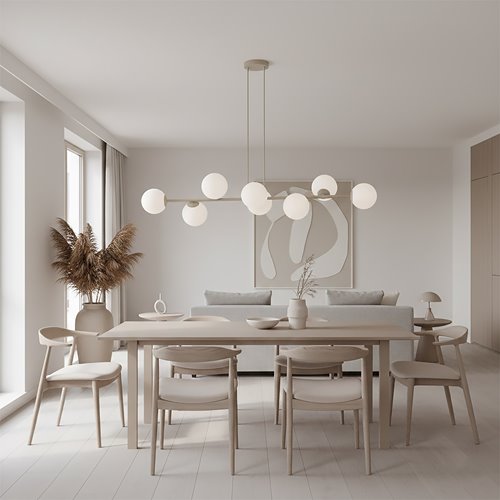 Lampa wisząca MAGNUS 8 MOKKA OPAL nowoczesna, klosz, beżowa