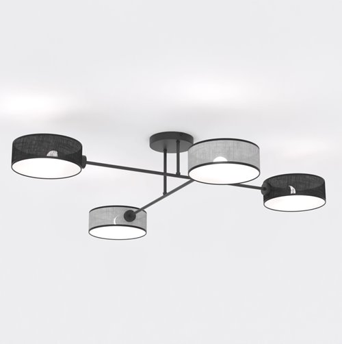 Lampa sufitowa MAGA 4 MIX2 plafon, szara, abażur