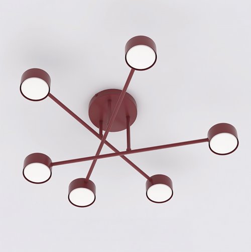 Lampa sufitowa HALO 6 BURGUNDY minimalistyczna, metal