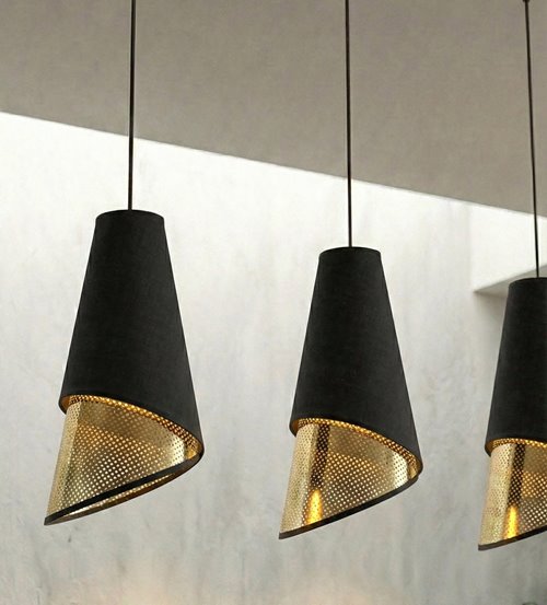 Lampa wisząca MODA 3 BL GOLD LOFT nowoczesna, abażur