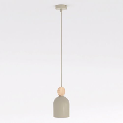 Lampa wisząca MESI 1 MOKKA nowoczesna, beżowa, metal drewno