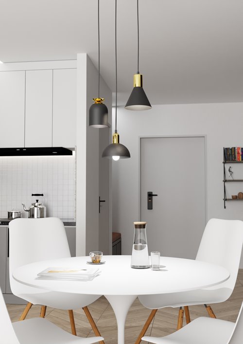 Lampa wisząca FOX 3 PREM BL, loft, czarny, złoty