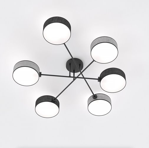Lampa sufitowa MAGA 6 MIX2 plafon, szara, abażur