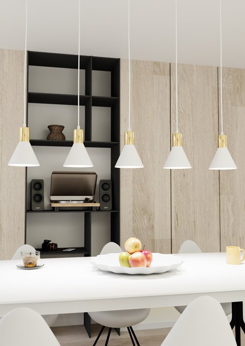 Lampa wisząca ROSA 5 WH, loft, biały, złoty