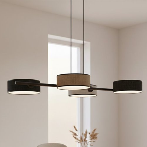 Lampa wisząca DRUMZ 4 MIX1 nowoczesna, czarna, abażury