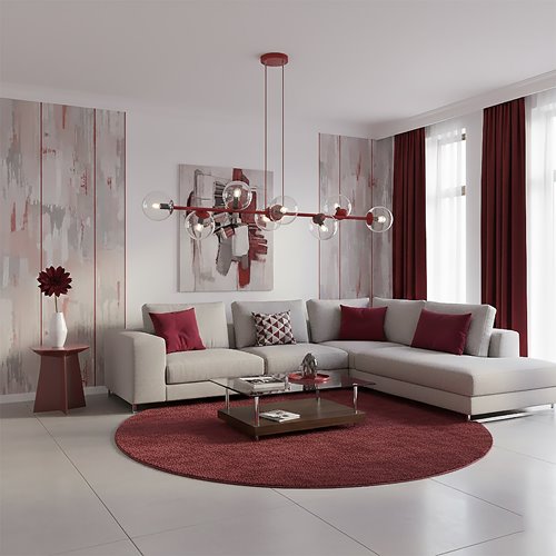 Lampa wisząca MAGNUS 8 BURGUNDY TRANSPARENT nowoczesna