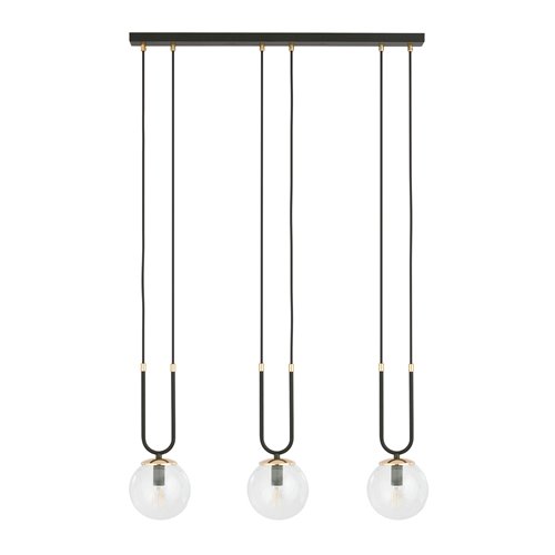 Lampa wisząca GLAM 3 BL/TRANSPARENT czarna/transparent/złota