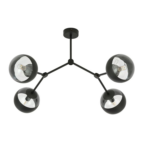 Lampa sufitowa SPACE 4 BL/STRIPE kule czarna/transparent