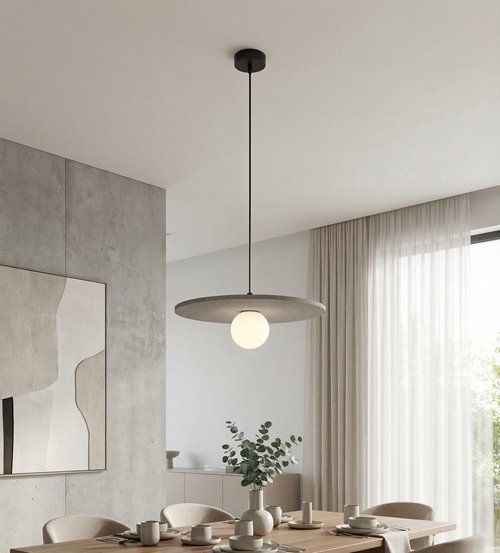 Lampa wisząca CALMA 1 GRAY nowoczesna, szara, filc