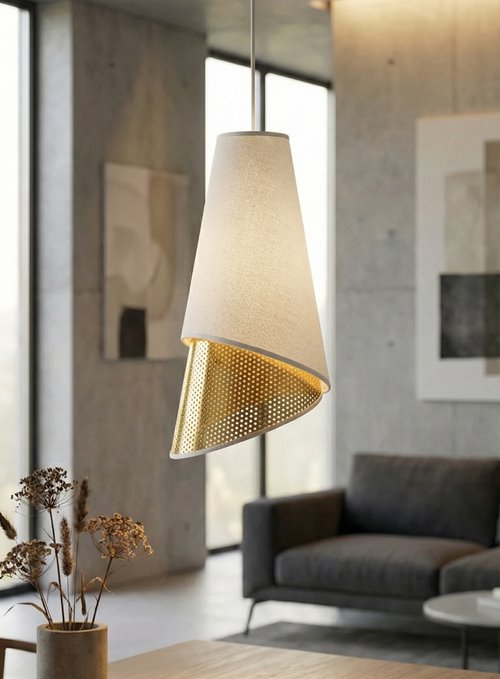 Lampa wisząca MODA 3 WH GOLD LOFT nowoczesna, abażur