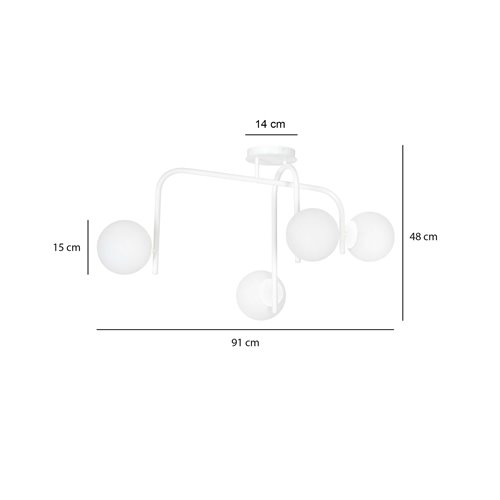 Lampa sufitowa KALF 4B WHITE klasyczna, klosz, biała