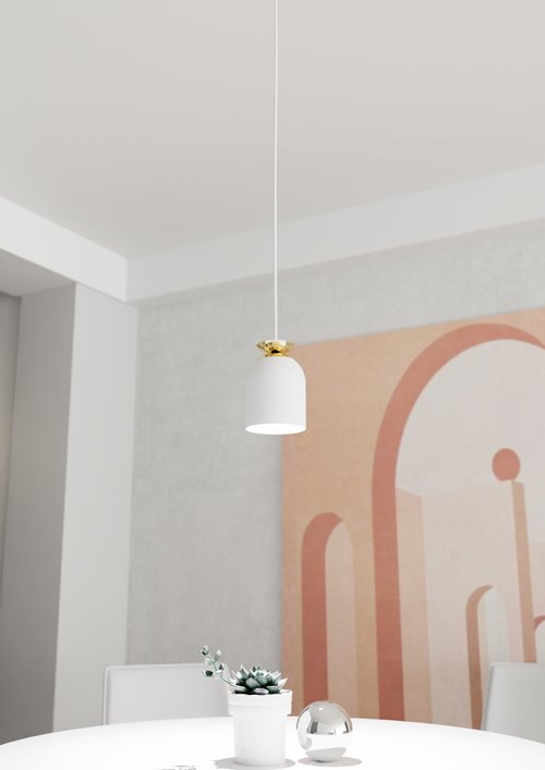 Lampa wisząca TARGET 1 WH, loft, biały, złoty