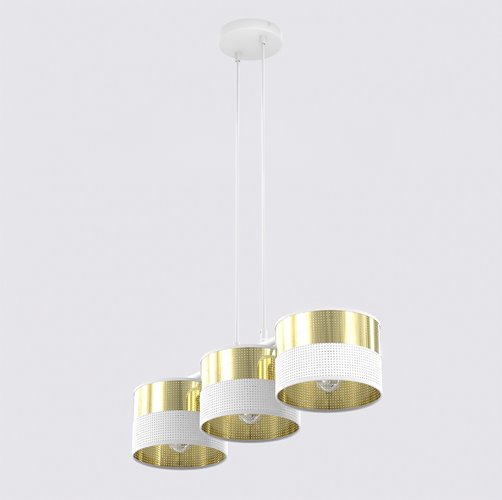 Lampa wisząca LUX 3 WH GOLD abażur, biały, złoty