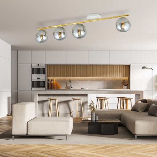 Lampa sufitowa MONZA 4 WH GRAFIT plafon biała/złota/grafit