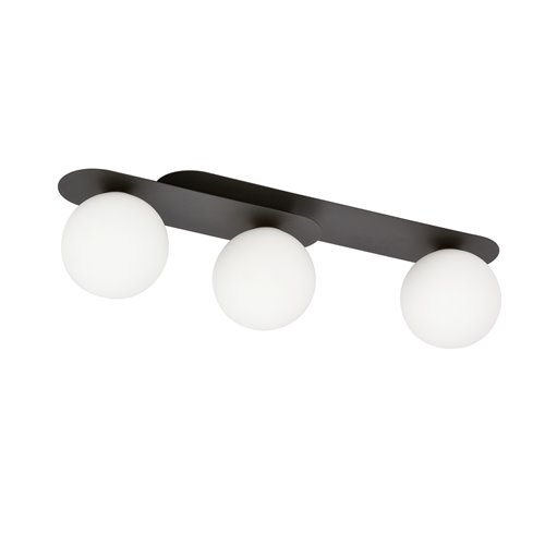Lampa sufitowa PLAZA 3 BL/OPAL plafon, klosze, czarna/biała