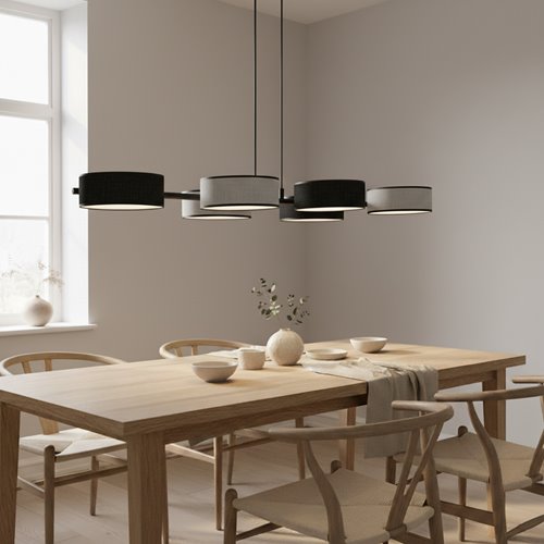 Lampa wisząca DRUMZ 6 MIX2 nowoczesna, szara, abażury