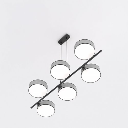 Lampa wisząca DRUMZ 6 GRAY nowoczesna, szara, abażury