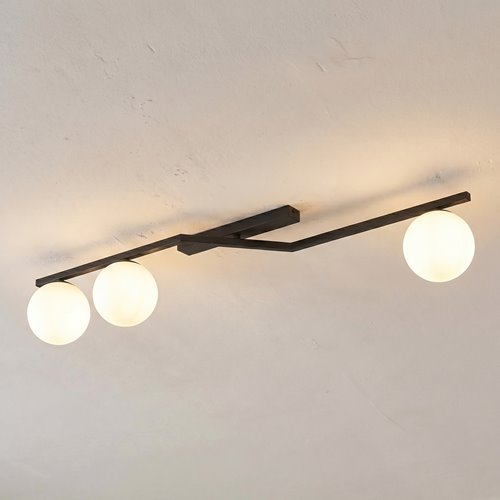Lampa sufitowa NATON 3 BL OPAL plafon, czarna, metal