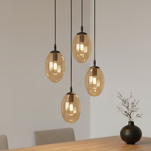 Lampa wisząca ASTRAL 4 BL PREMIUM MIODOWY klosze DESIGN