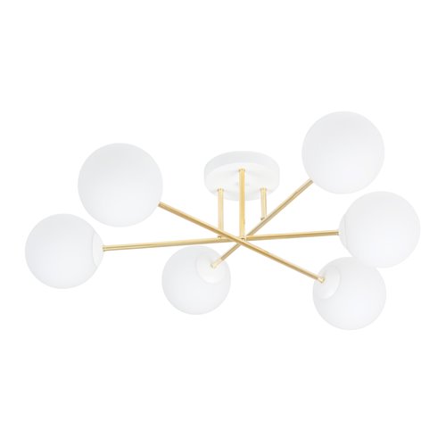 Lampa sufitowa MAGNUM 6 WH OPAL plafon, klosze, biała/złota
