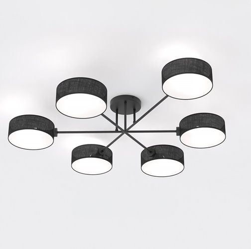 Lampa sufitowa MAGA 6 BLACK plafon, czarna, abażur