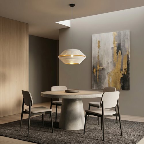 Lampa wisząca MALIA 1 WHITE/GOLD abażur czarna/biała/złota