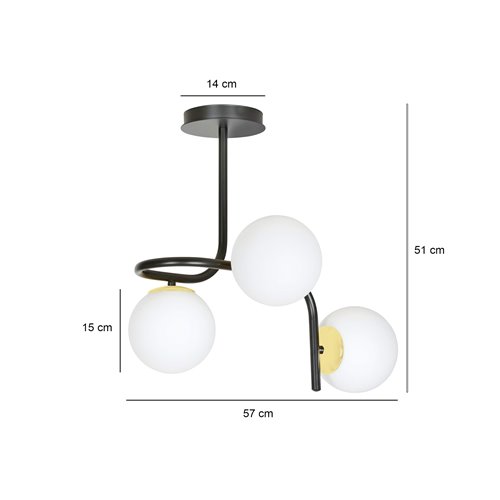 Lampa sufitowa RAGNAR 3 BLACK GOLD klosz czarno/biało/złota