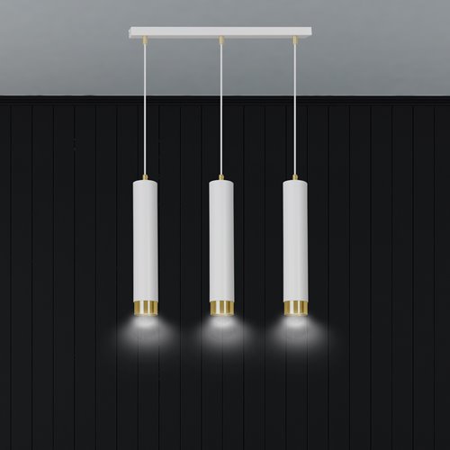 Lampa wisząca KIBO 3 WH/GOLD nowoczesna, tuby, biało/złota