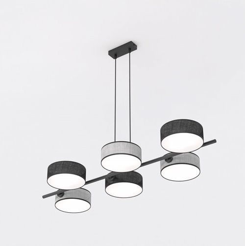 Lampa wisząca DRUMZ 6 MIX2 nowoczesna, szara, abażury