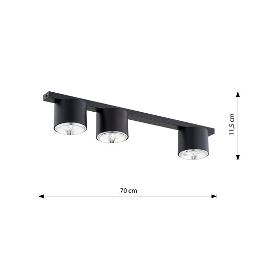 Lampa sufitowa NANO 3 BLACK nowoczesna, listwa, czarny