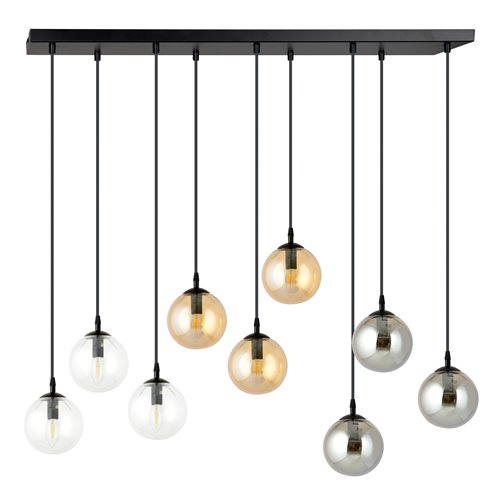 Lampa wisząca COSMO 9 BL MIX1 loft, klosz kolor mix, czarna