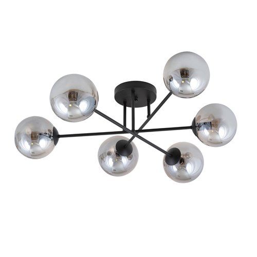 Lampa sufitowa ROMA 6 BL nowoczesna, klosz, czarno/grafitowa